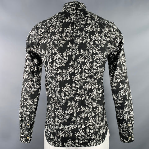 SCOTCH AND SODA Size M Black Grey Floral Cotton One Pocket Long Sleeve Shirt