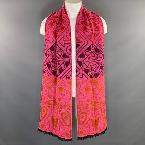 WALTER VAN BEIRENDONCK Orange Pink Geometric  Scarves