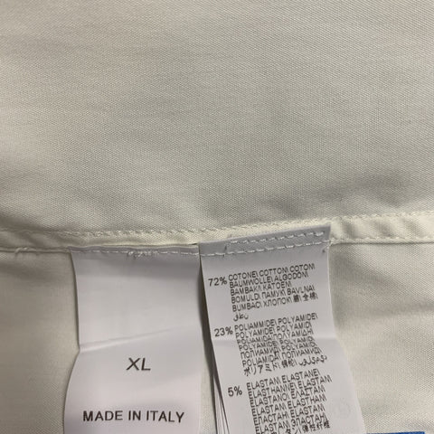 BRUNELLO CUCINELLI Size XL White Black Cotton Blend Contrast trim Shirt