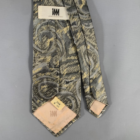 ISSEY MIYAKE Grey Khaki Geometric Silk Tie