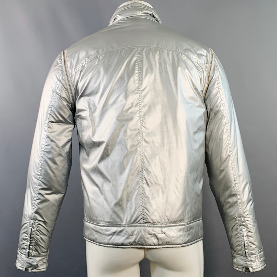 KENNETH COLE Size M Silver Metallic Polyester Zip Up Padded Vest Jacket