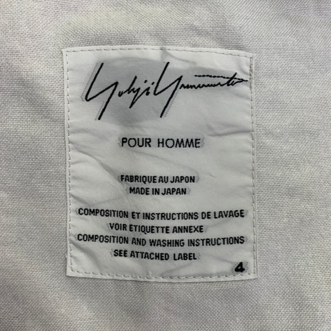 YOHJI YAMAMOTO Size XL Light Grey Cotton Belted Coat