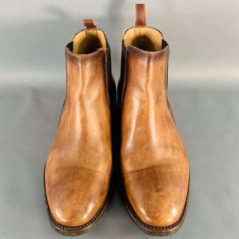CALZOLERIA HARRIS Size 9.5 Brown Antique Leather Chelsea Ankle Boots