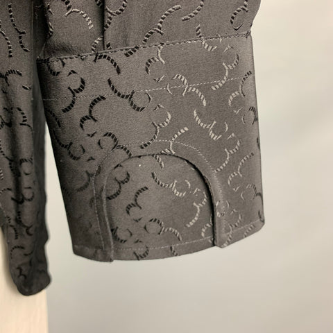 BILLIONAIRE COUTURE Size XL Black Monogram Jacquard Silk Long Sleeve Shirt