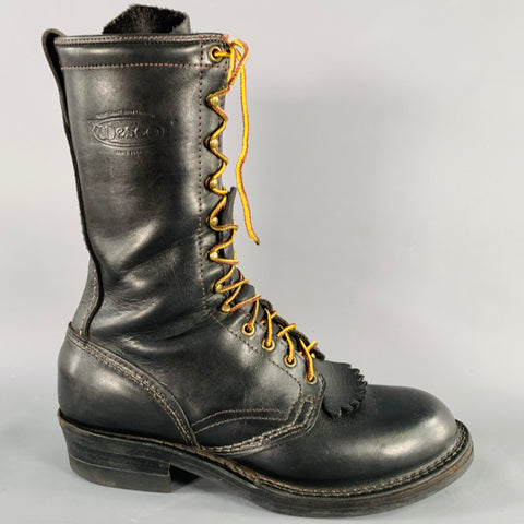 WESCO Size 10 Highliner Black Leather Lace-Up Boots