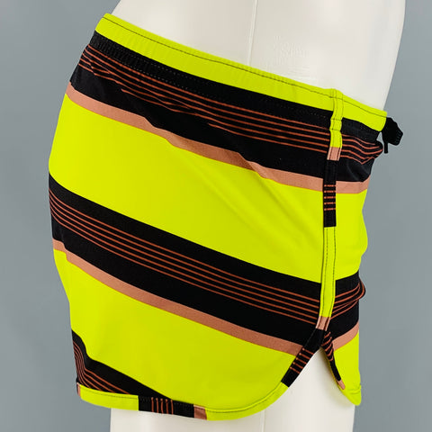 CHARLIE Size S Yellow Brown Stripe Nylon Blend Drawstring Speedo