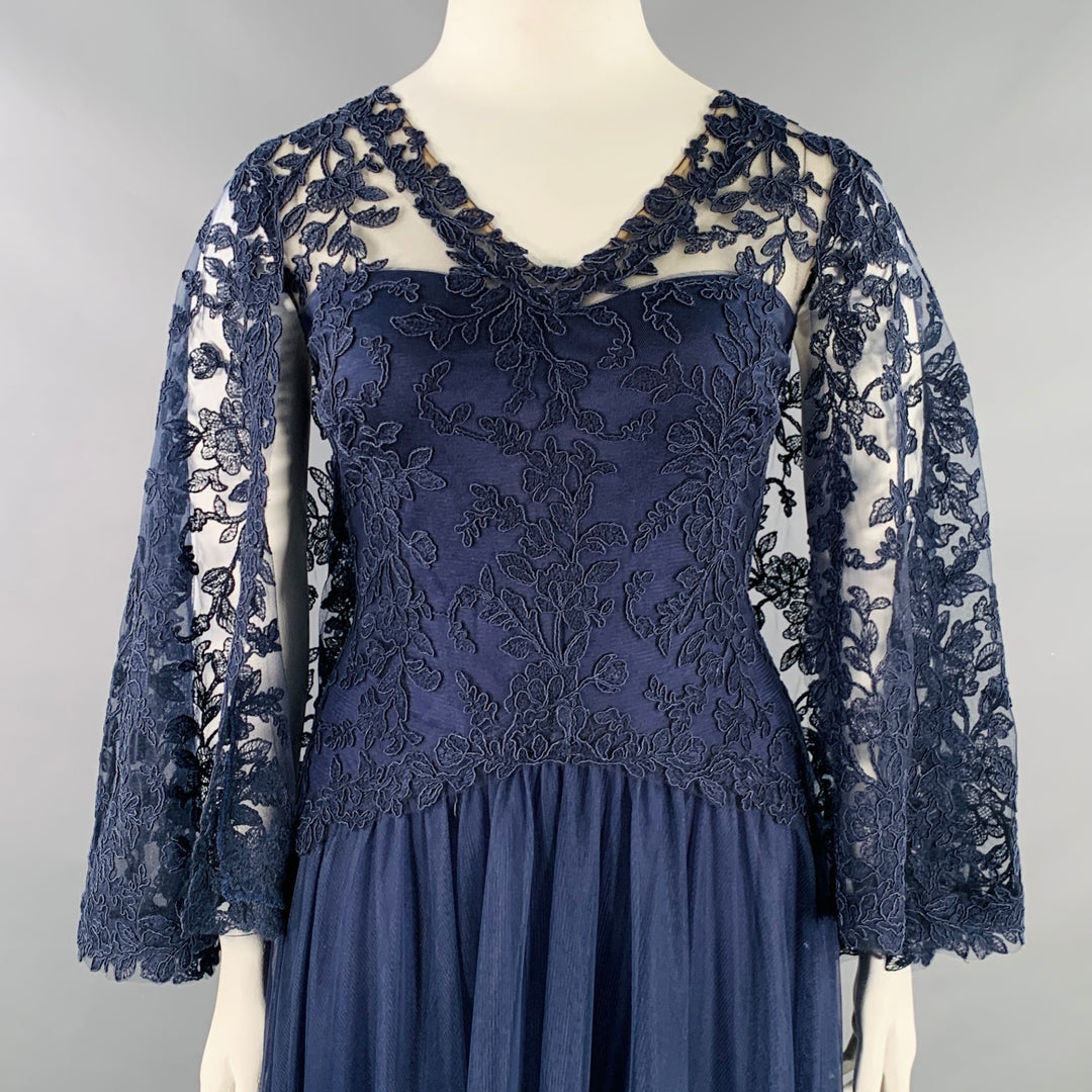 chinese dress ladies Tadashi Shoji CHU25415L Long Blouson Pleated Formal Evening Dress – The  Dress Outlet main image 0