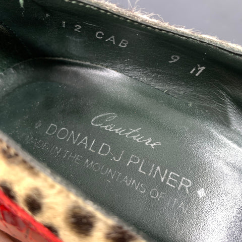 DONALD J PLINER Size 9 Red Tan Leather 12 CAB 9 M Embossed Pointed Toe Pumps