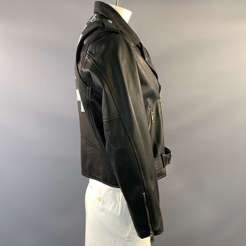 ENFANTS RICHES DEPRIMES ERD SS2017 L Black Graphic Leather Biker Jacket