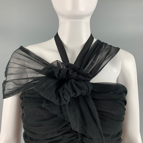 PHILOSOPHY di ALBERTA FERRETTI Size 6 Black Cotton Ruched Halter Dress Top