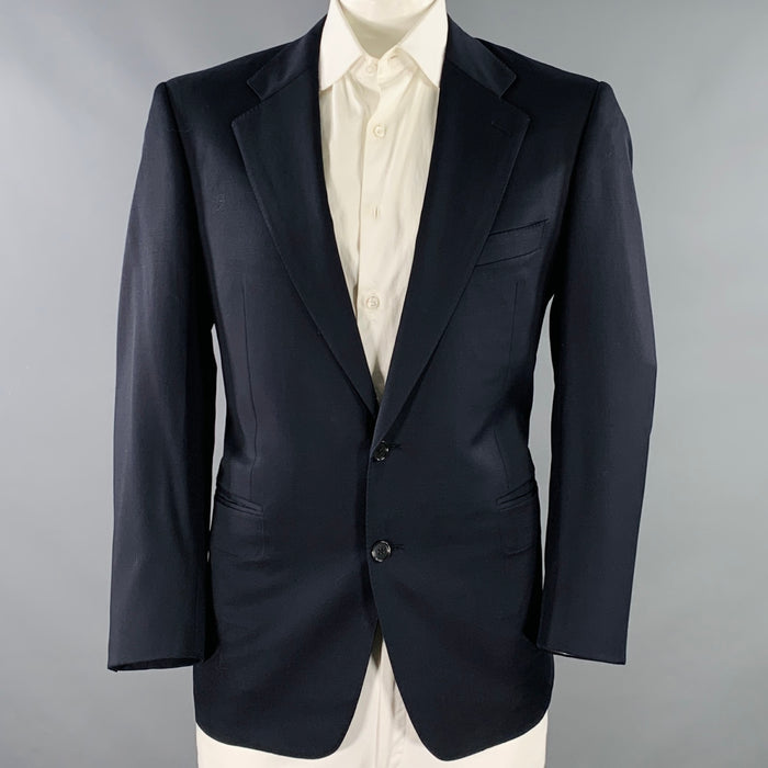 ERMENEGILDO ZEGNA Size 44 Navy Wool Notch Lapel Sport Coat