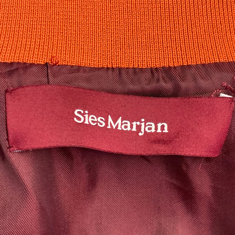 SIES MARJAN Size XS Orange Velvet Zip Up Cropped Bomber Jacket