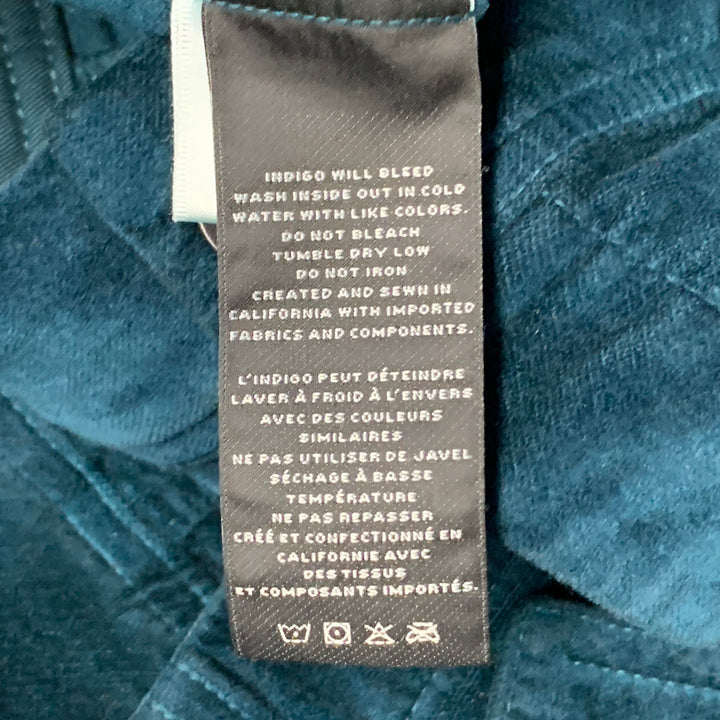 J BRAND Size M Faye Emerald Green Cotton Blend Velvet Cropped Jacket
