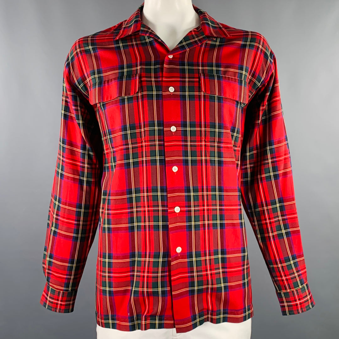 POLO by RALPH LAUREN Size L Red Green Plaid Silk 2 Pockets Long Sleeve Shirt  – Sui Generis Designer Consignment