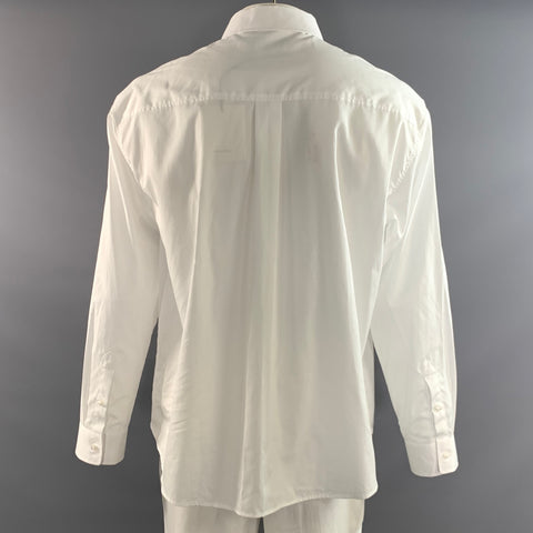 SIMONE ROCHA Size XXL White Cotton Hidden Placket Long Sleeve Shirt