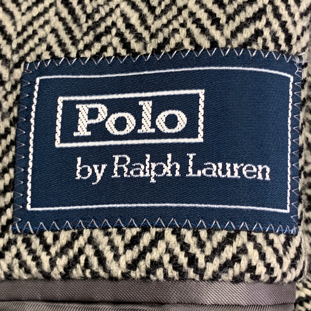 POLO by RALPH LAUREN Size XL Regular White Black Chevron Wool 3 Piece Suit