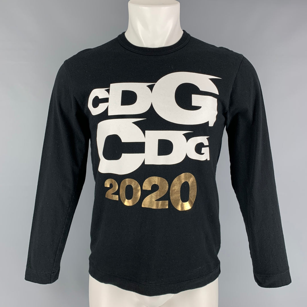 COMME des GARCONS Size M Black Gold Cotton Long Sleeve T-shirt