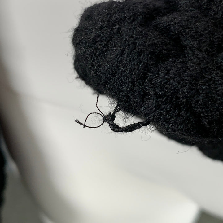 ALAIA Size M Black Wool Blend Woven Cropped Open Front Shrug Cardigan