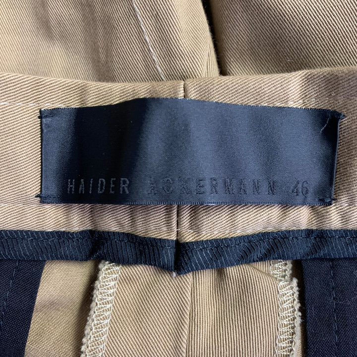 HAIDER ACKERMANN Size 32 Khaki Cotton Pleated Cropped Casual Pants