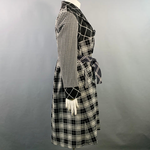 Trench-coat croisé ceinturé à carreaux ALICE + OLIVIA Taille L Noir Blanc Mélange de polyester