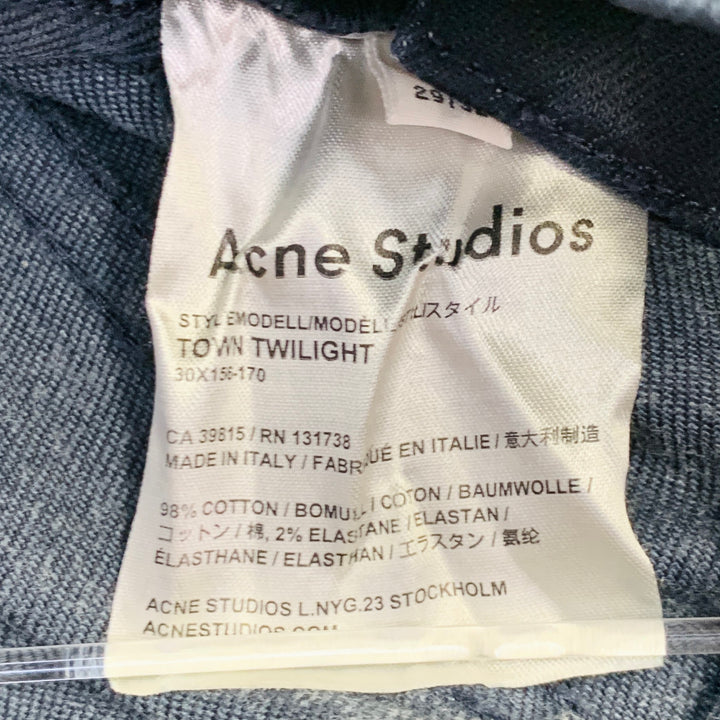 ACNE STUDIOS Size 29 Town Twilight Navy Cotton Blend Tapered Button Fly Jeans