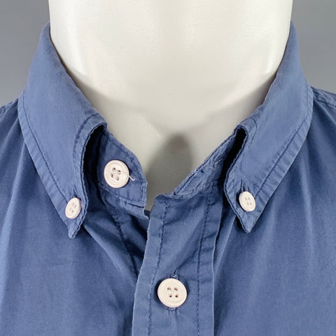 BAND OF OUTSIDERS Size M Blue Cotton One Pocket Long Sleeve Shirt