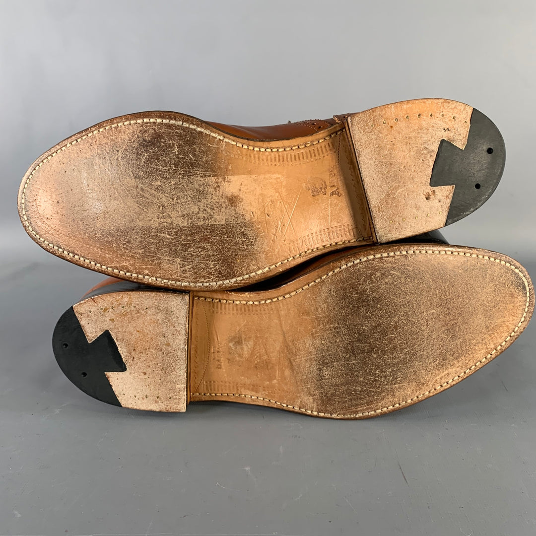 ALDEN Size 10 Tan Perforated Leather Cap Toe Lace-Up Shoes