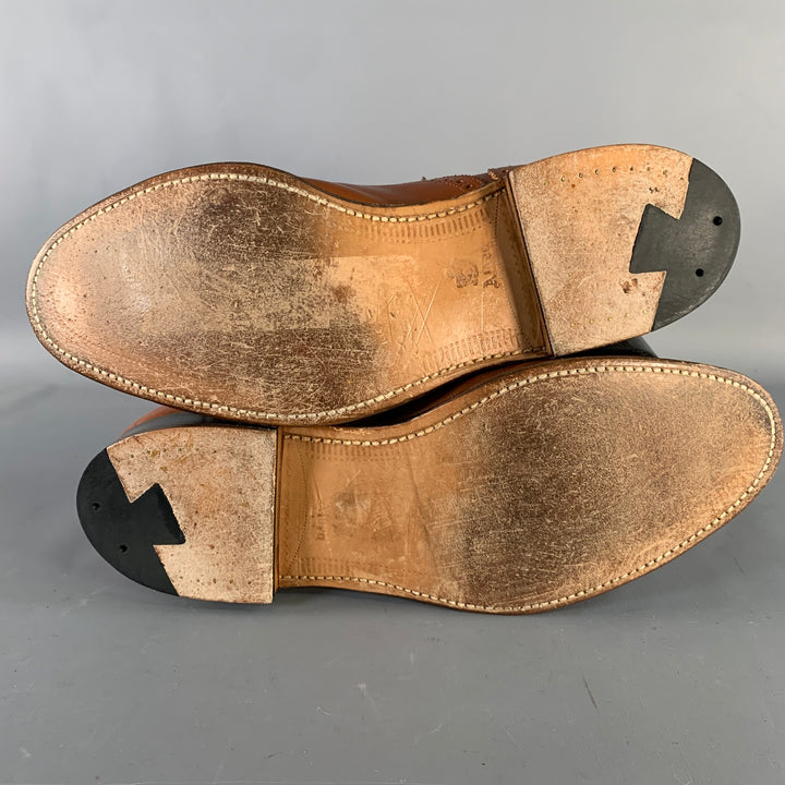 ALDEN Size 10 Tan Perforated Leather Cap Toe Lace-Up Shoes