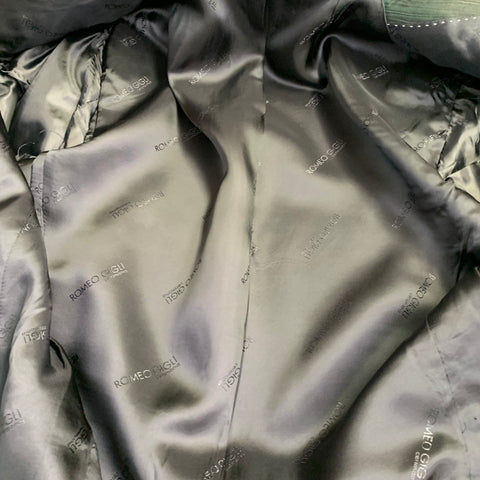 ROMEO GIGLI Taille 42 Noir Vert Contraste Bordure Laine Vierge Veste Sport