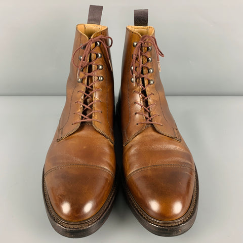 CROCKETT & JONES Size 10 Brown Leather Cap Toe Boots