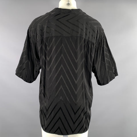 HEART & DAGGER Size M Black White Embroidery Viscose Short Sleeve Shirt