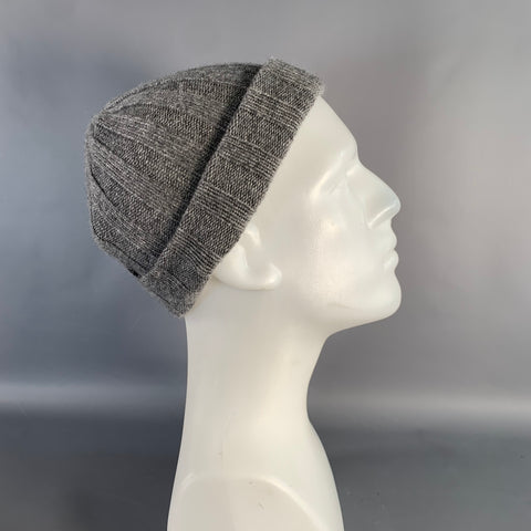 PERMANENT STYLE One Size Grey Heather Ribbed Cashmere Beanie