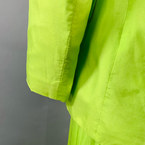 DRIES VAN NOTEN Size S Neon Green Silk Cotton Notch Lapel Suit