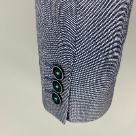 TED BAKER Size 38 Blue Polyester Blend Notch Lapel Sport Coat
