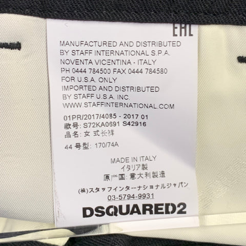 DSQUARED2 Size L Black Virgin Wool Blend Flat Front Dress Pants