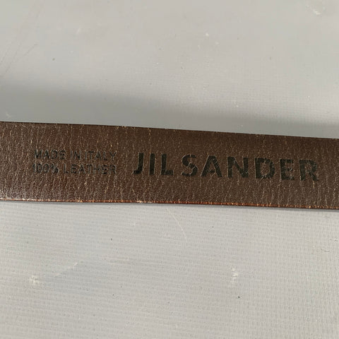 JIL SANDER Size 37 Brown Leather Wooden Buckle Belt