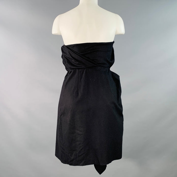 ACNE Size 0 Black Wool Blend Ruched Strapless Knee Length Dress