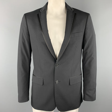 JOHN VARVATOS * U.S.A. Size 40 Black Solid Regular Wool Sport Coat