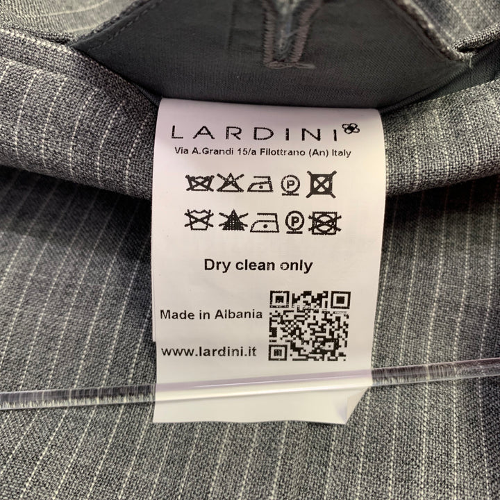 LARDINI Size 38 Grey White Stripe Wool Notch Lapel Sport Coat