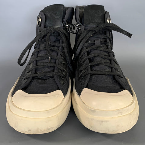 Y-3 Size 9 Black White Canvas High Top Sneakers