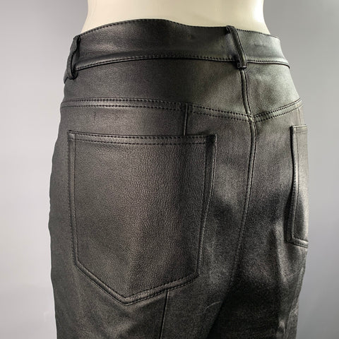 LAFAYETTE 148 Size 10 Black Leather Lambskin Pants