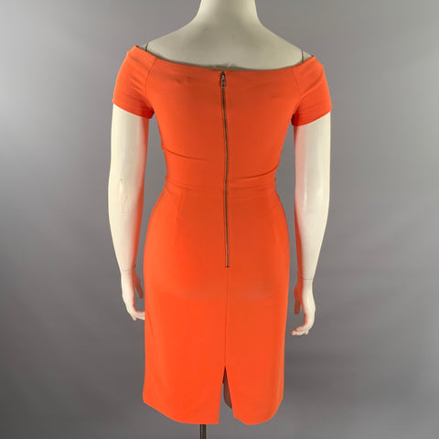 ALICE + OLIVIA Size 8 Orange Acetate Polyester Sheath Knee-Length Dress