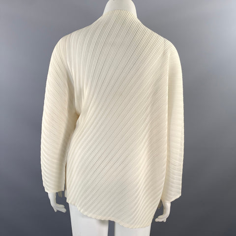 PLEATS PLEASE by ISSEY MIYAKE Size 10 Cream Ivory Polyester Crinkled Dress Top