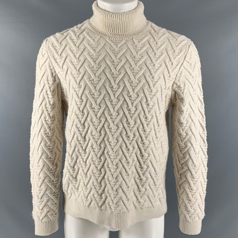VINTAGE Size M Cream Knit Turtleneck Sweater