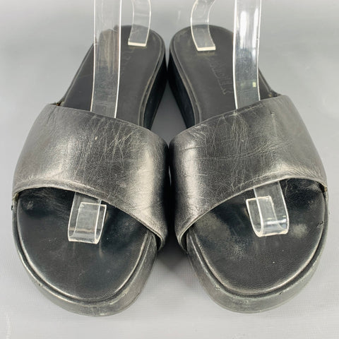 JIL SANDER Sandales à plateforme en cuir noir Taille 9.5