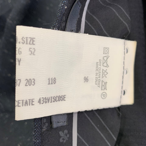 JOHN VARVATOS Size 40 Navy White Virgin Wool Blend Suit