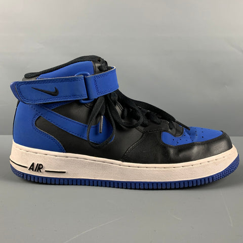 NIKE Talla 8 Zapatillas altas con bloques de color de cuero negro azul