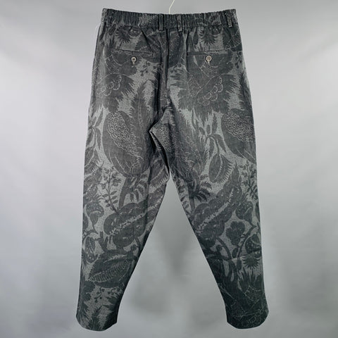 PIERRE-LOUIS MASCIA Taille M Gris Noir Imprimé Coton Mélangé Pantalon Décontracté