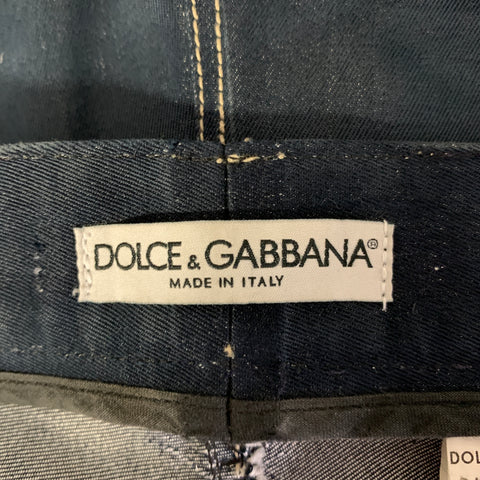 DOLCE & GABBANA Size 30 Navy Indigo Cotton Contrast Stitch Jeans