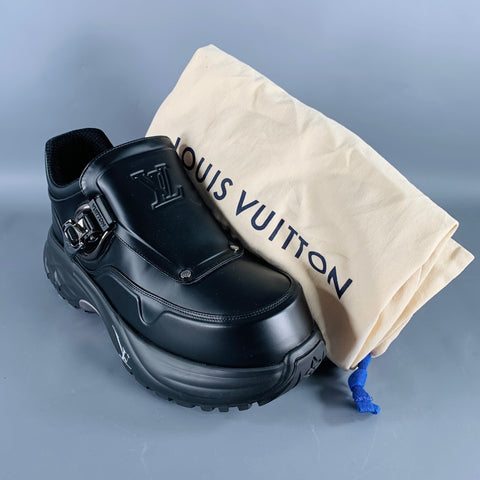 LOUIS VUITTON Size 9 Black Buckle Chunky Sole Sneakers